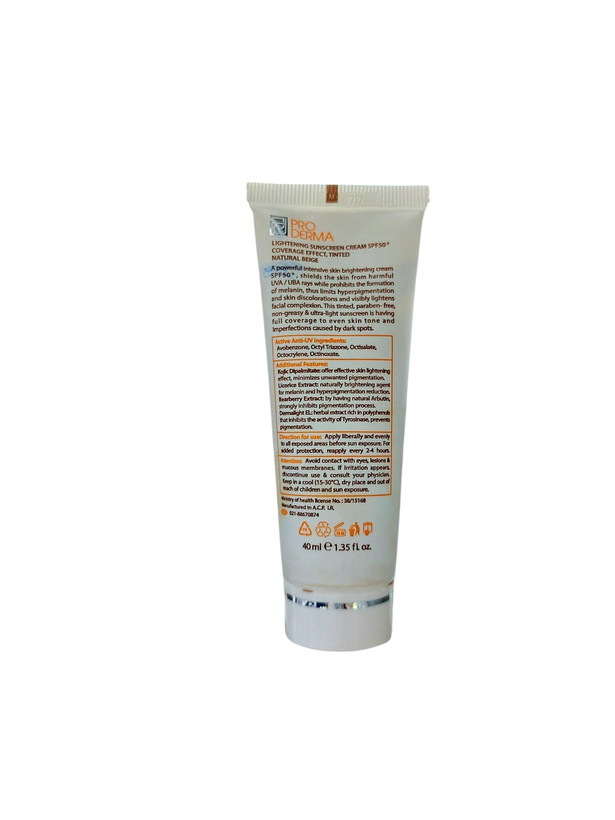 کرم ضد آفتاب رنگی پرودرما با SPF50 مناسب انواع پوست حجم 40 میلی لیتر