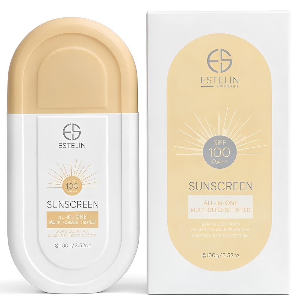 کرم ضد آفتاب رنگی فلوئیدی استلین (Estelin) مدل SPF 100؛ محافظت کامل و ضد لک (۵۰ گرم)