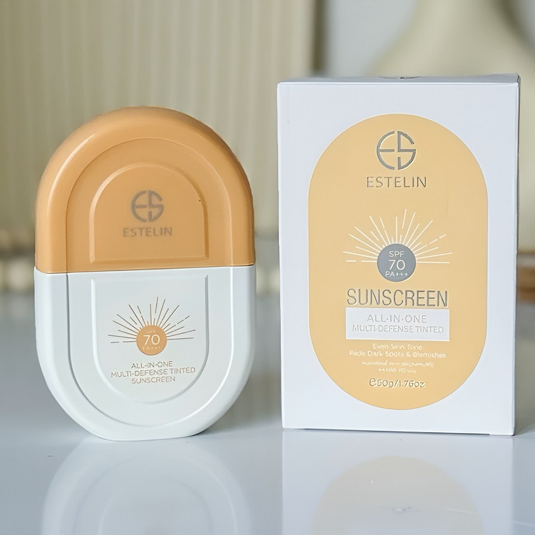 رم ضد آفتاب رنگی استلین (Estelin) مدل All-in-One با پوشش بژ روشن؛ SPF 70 و PA+++